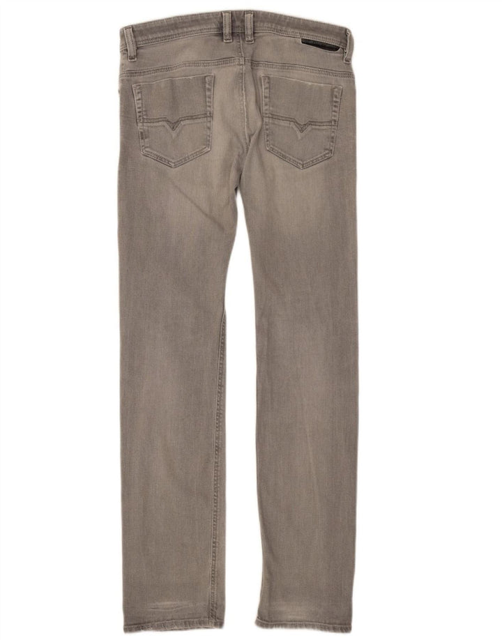 DIESEL Mens Straight Jeans W32 L36 Grey Cotton