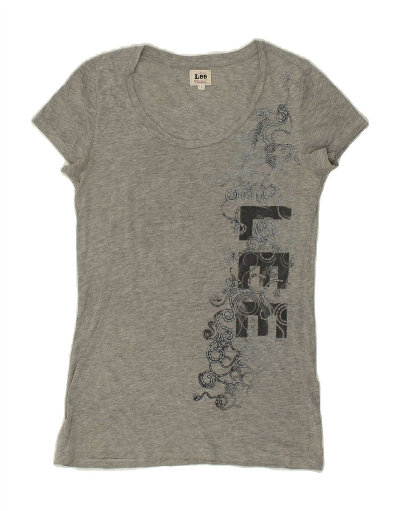 LEE Womens Graphic T-Shirt Top UK 14 Large Grey Cotton Vintage Lee and Second-Hand Lee from Messina Hembry 