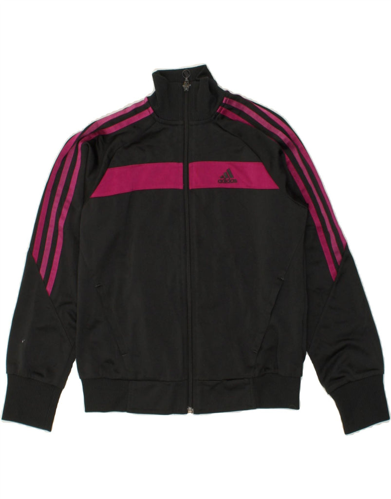 ADIDAS Girls Graphic Tracksuit Top Jacket 11-12 Years Black Polyester | Vintage Adidas | Thrift | Second-Hand Adidas | Used Clothing | Messina Hembry 