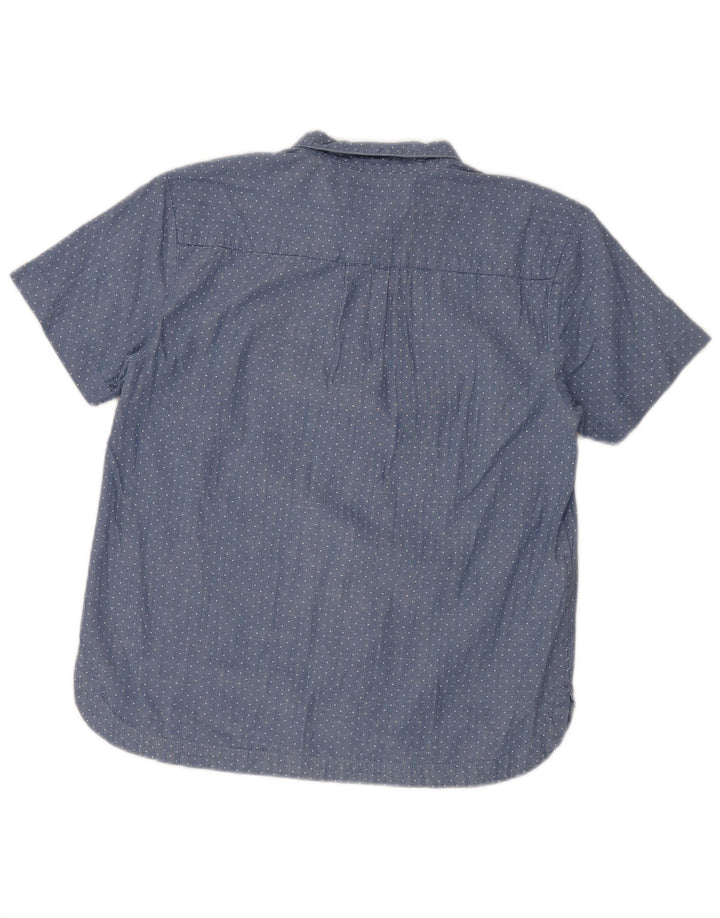 Dack's Womens Short Sleeve Pullover Shirt UK 18 XL Blue Spotted Cotton