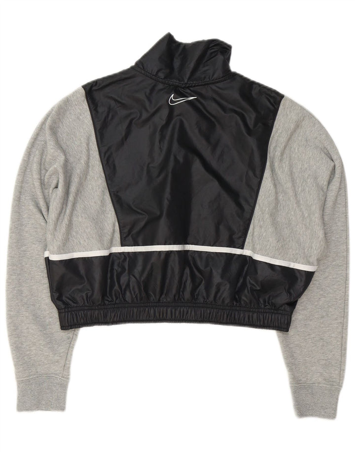 Nike Womens Oversized Crop Sweatshirt Jumper UK 10 Small Grey Colourblock