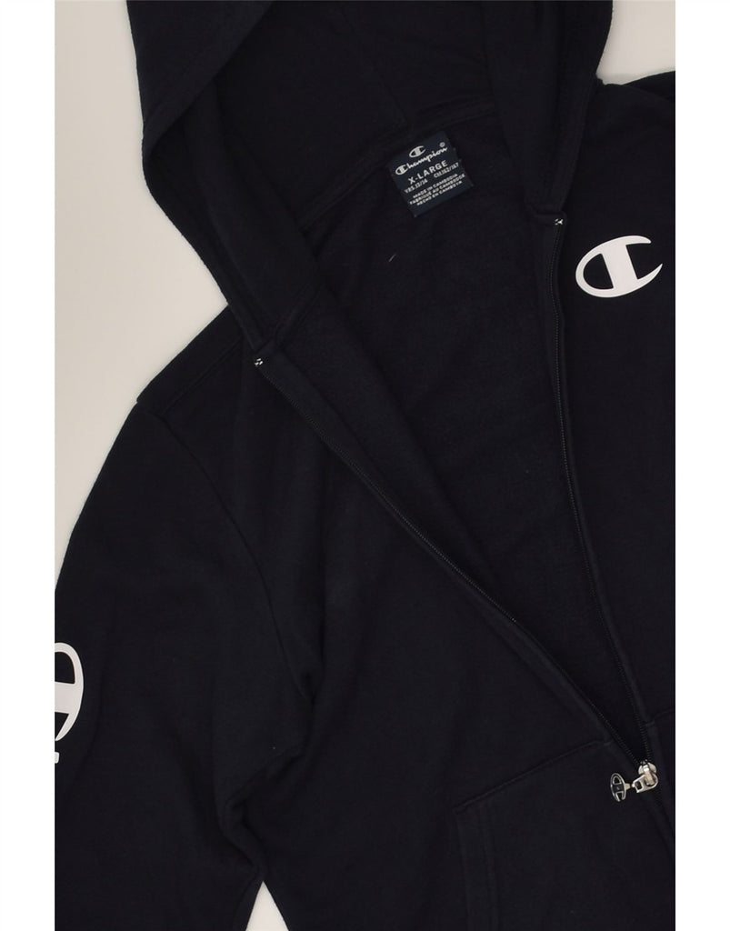 CHAMPION Boys Graphic Zip Hoodie Sweater 13-14 Years XL Navy Blue Cotton | Vintage Champion | Thrift | Second-Hand Champion | Used Clothing | Messina Hembry 
