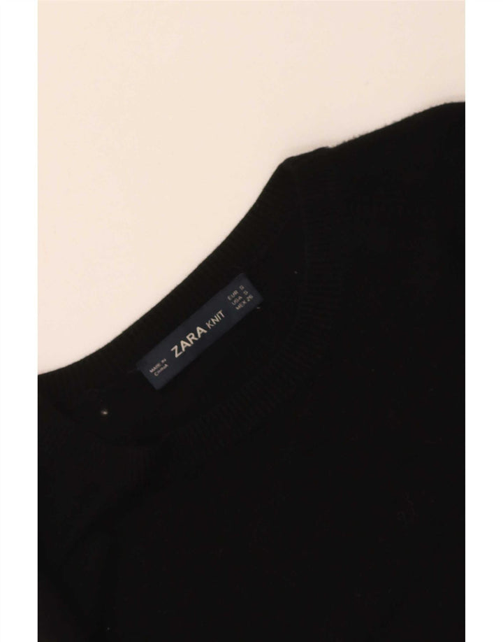 Zara Womens Boat Neck Jumper Sweater UK 8 Small Black