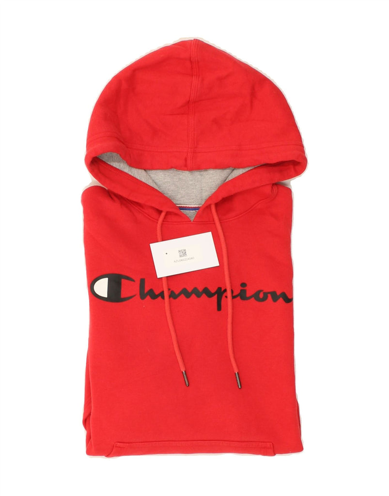 CHAMPION Mens Graphic Hoodie Jumper Small Red Cotton | Vintage Champion | Thrift | Second-Hand Champion | Used Clothing | Messina Hembry 