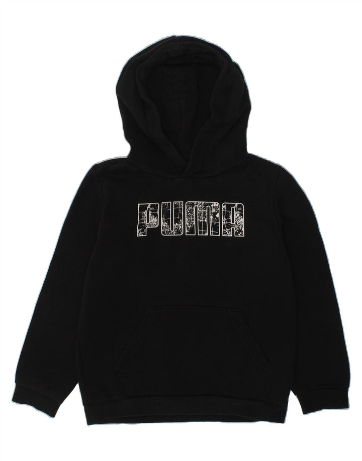 PUMA Boys Graphic Hoodie Jumper 7-8 Years Black | Vintage Puma | Thrift | Second-Hand Puma | Used Clothing | Messina Hembry 