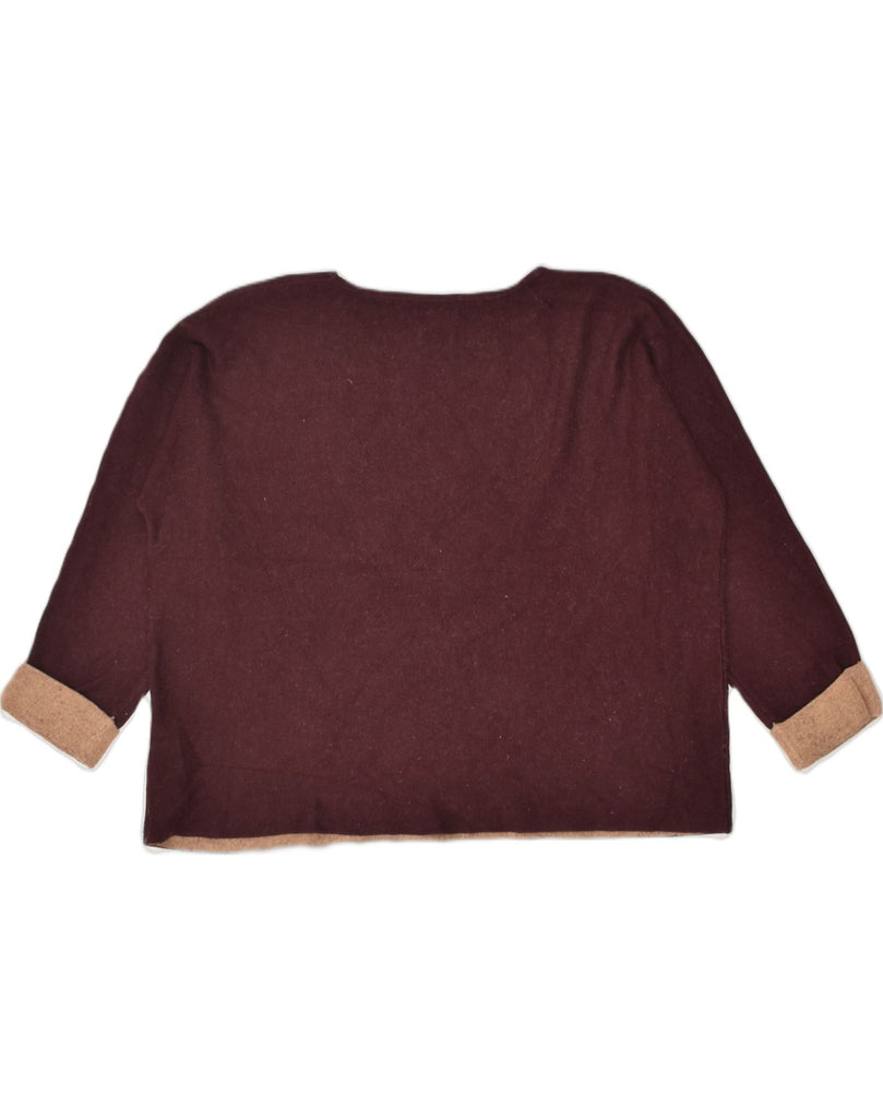 MASSIMO DUTTI Womens Crew Neck Jumper Sweater UK 14 Medium Burgundy Cotton | Vintage Massimo Dutti | Thrift | Second-Hand Massimo Dutti | Used Clothing | Messina Hembry 