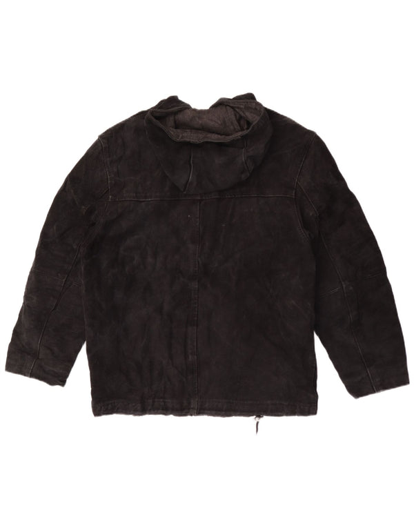 Privilegi Womens Hooded Suede Jacket IT 44 Medium Black Leather