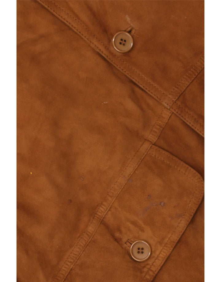 Vintage Mens Suede Bomber Jacket IT 50 Large Brown Leather