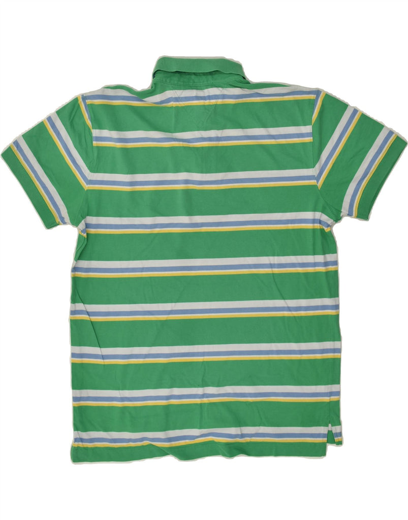 TOMMY HILFIGER Mens Polo Shirt Large Green Striped Cotton | Vintage Tommy Hilfiger | Thrift | Second-Hand Tommy Hilfiger | Used Clothing | Messina Hembry 