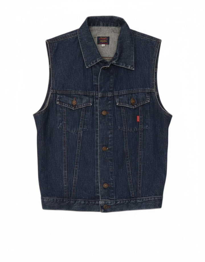Carrera Mens Denim Gilet UK 40 Large Navy Blue