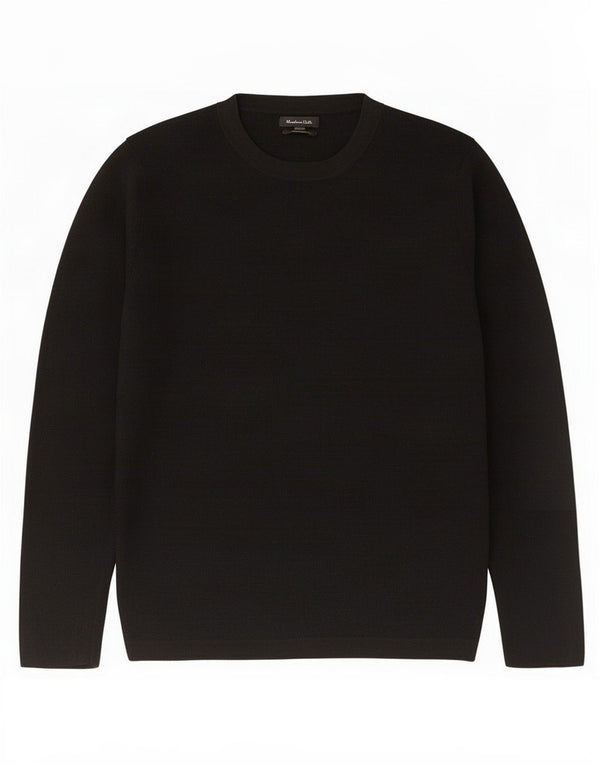 Massimo Dutti Womens Crew Neck Jumper Sweater UK 18 XL Black Wool