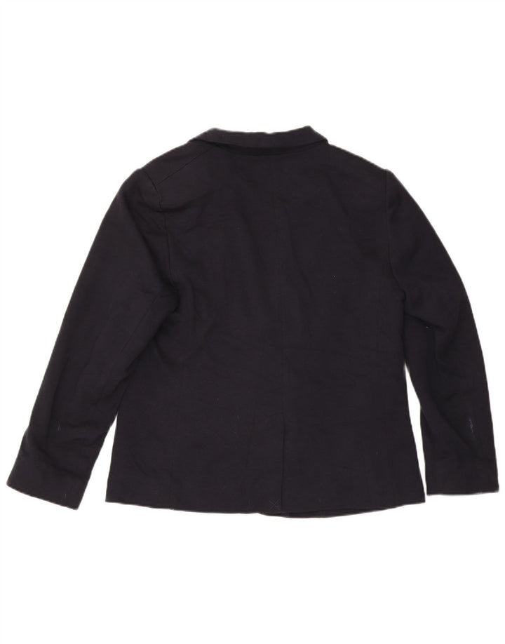 John Lewis Womens 1 Button Blazer Jacket UK 14 Medium Navy Blue Polyester
