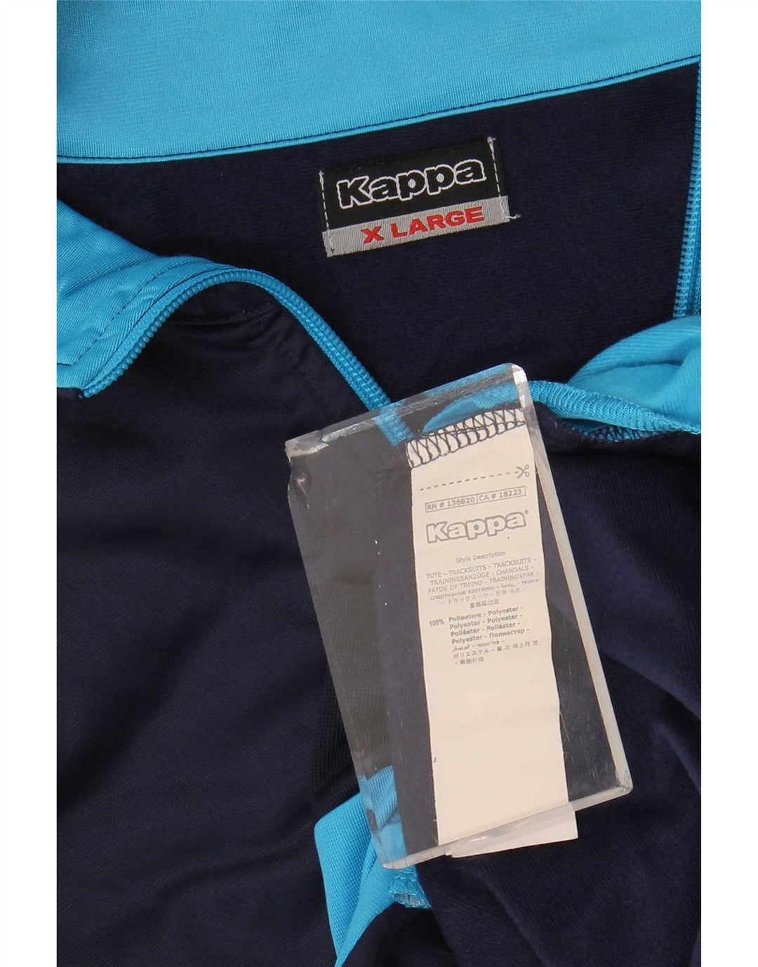Kappa Womens Tracksuit Top Jacket UK 18 XL Navy Blue Colourblock Polyester