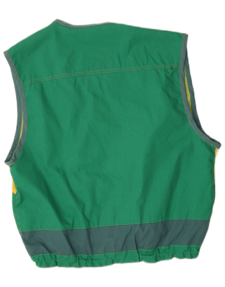 Master Mens Gilet UK 40 Large Green Colourblock Cotton