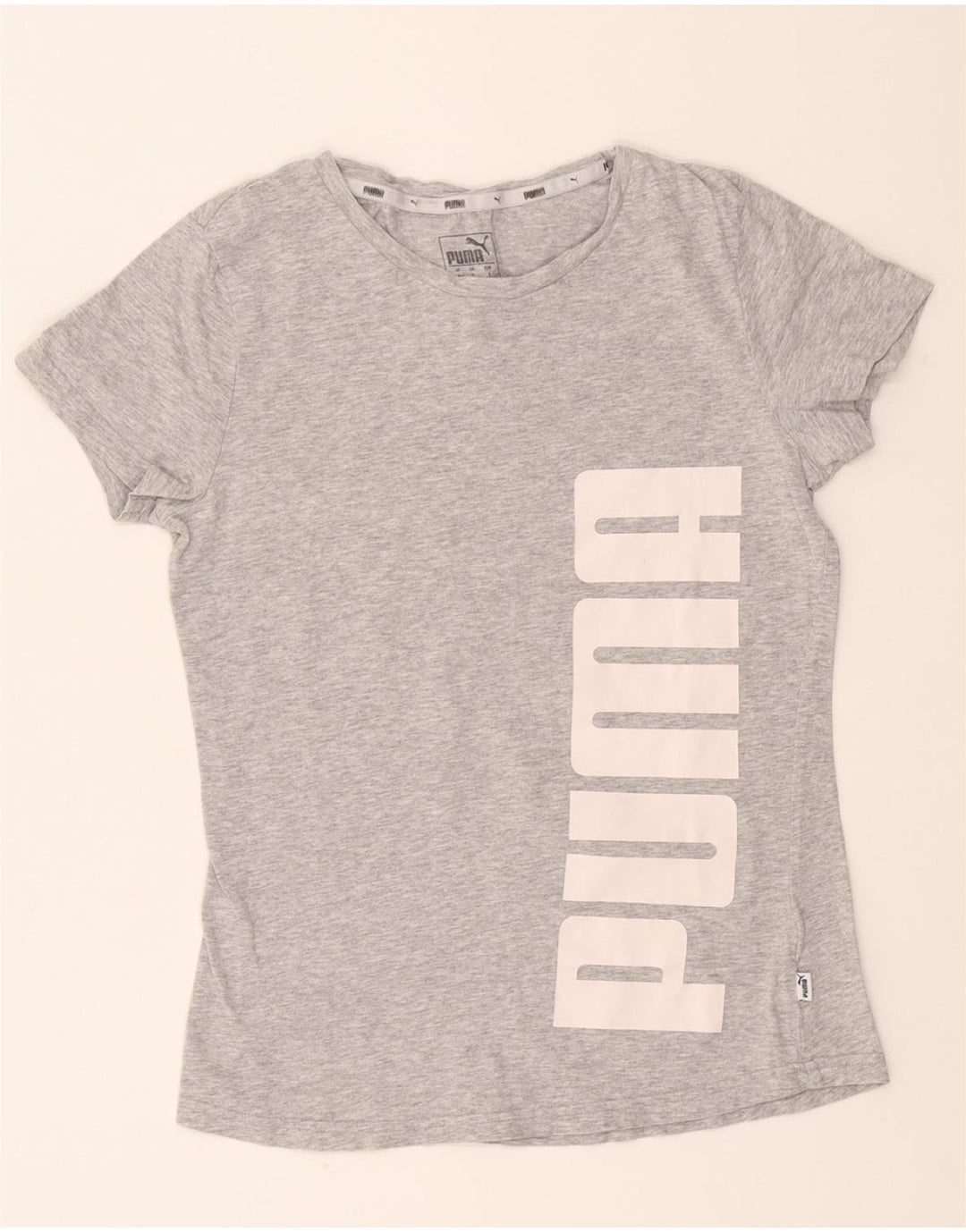 PUMA Womens Graphic T-Shirt Top UK 10 Small Grey Vintage Puma and Second-Hand Puma from Messina Hembry 