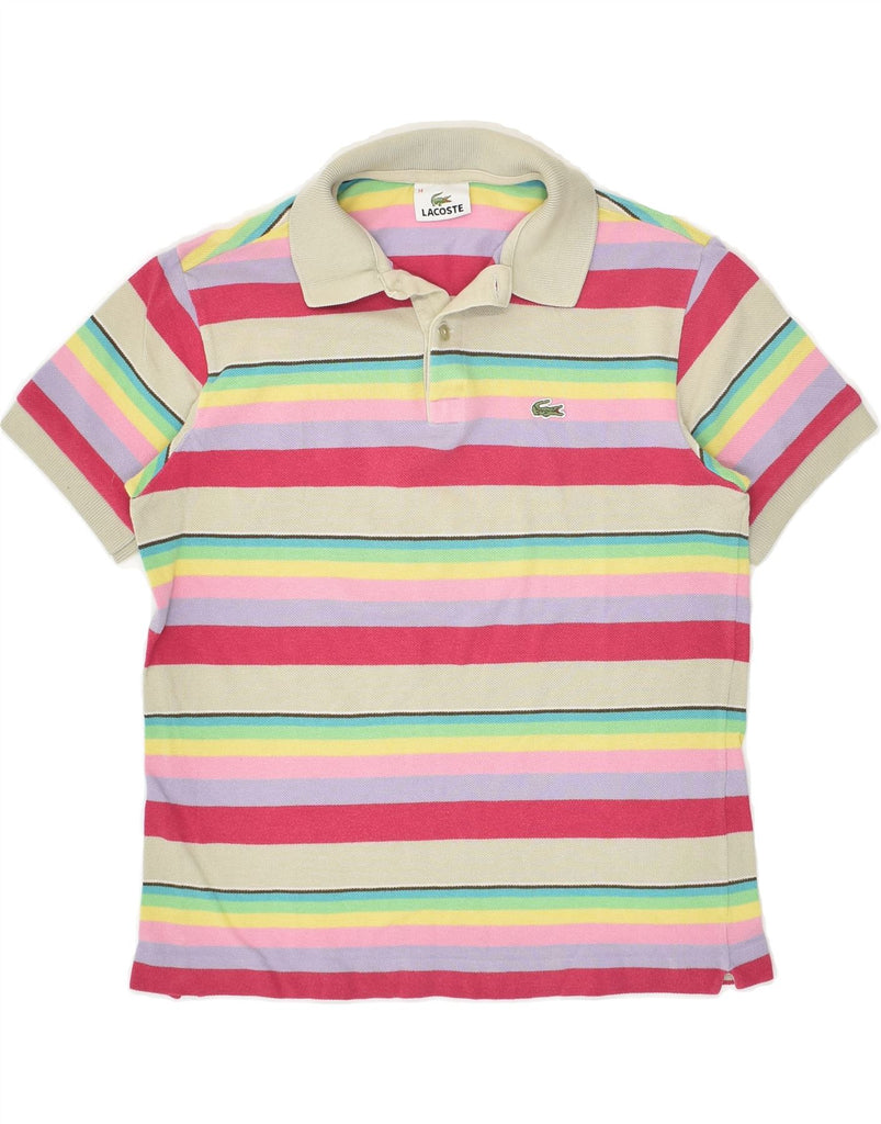 LACOSTE Boys Polo Shirt 13-14 Years Pink Striped Cotton | Vintage Lacoste | Thrift | Second-Hand Lacoste | Used Clothing | Messina Hembry 