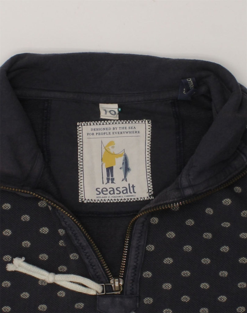 SEASALT Womens Zip Neck Sweatshirt Jumper UK 10 Small  Black Polka Dot | Vintage Seasalt | Thrift | Second-Hand Seasalt | Used Clothing | Messina Hembry 