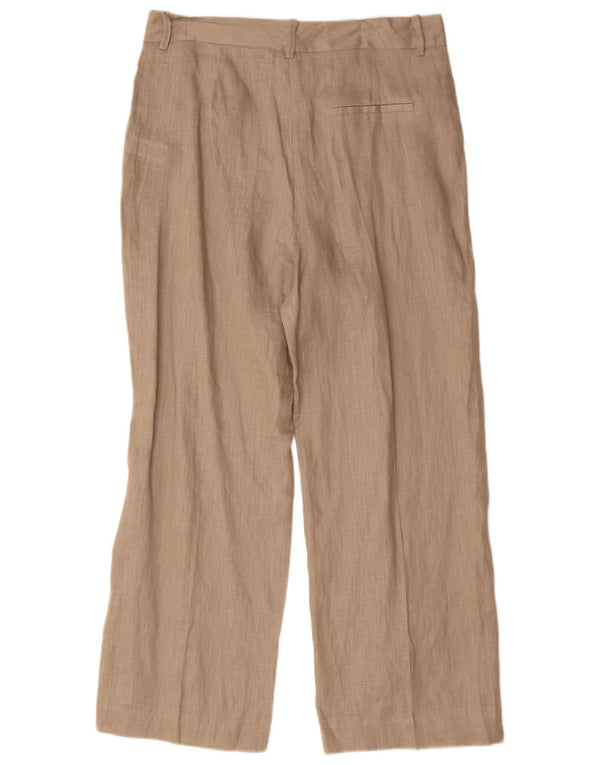 Zara Womens Loose Fit Chino Trousers Large W30 L27 Beige Linen