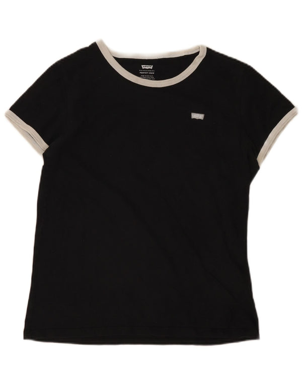 Levi's Womens Perfect Crew T-Shirt Top UK 10 Small Black Colourblock Cotton