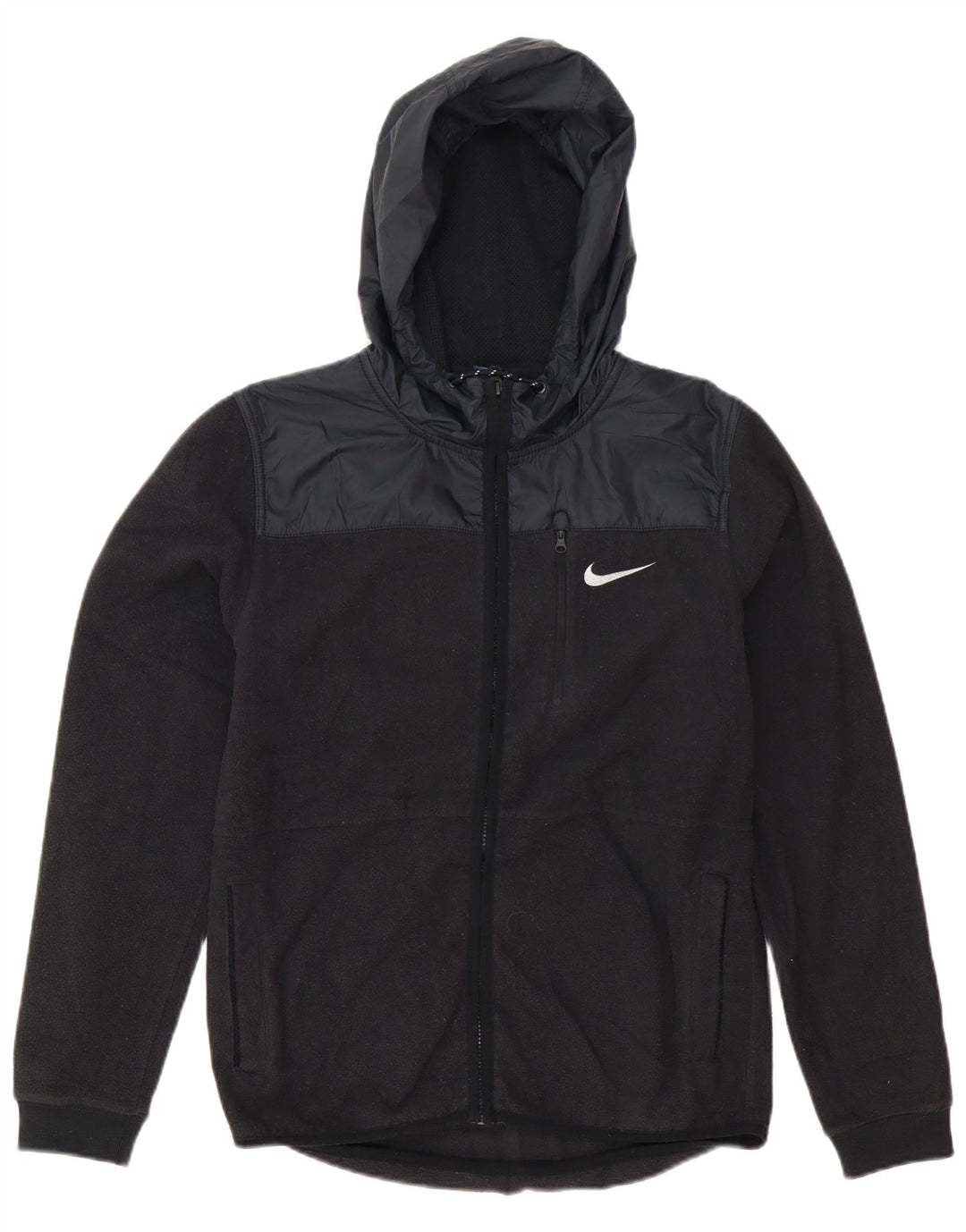 Nike Mens Hooded Fleece Jacket UK 36 Small Black Colourblock Polyester