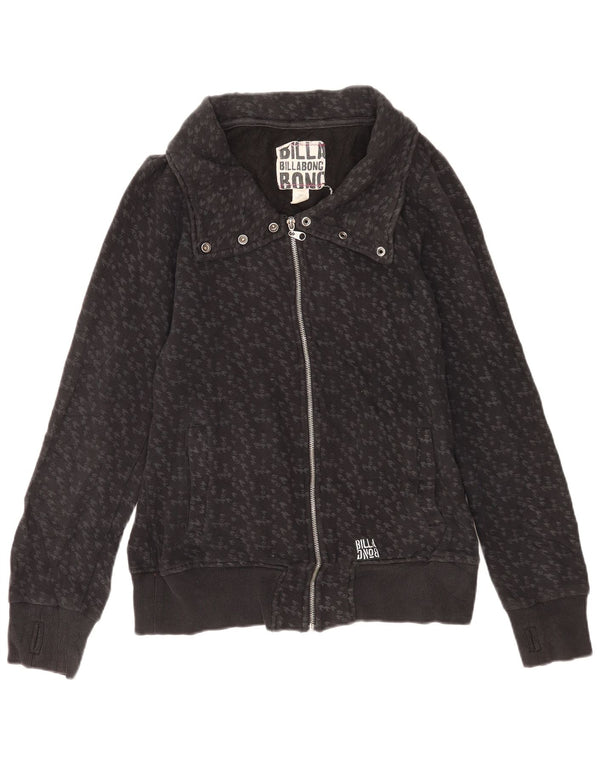 Billabong Womens Tracksuit Top Jacket UK 14 Large Grey Houndstooth Cotton