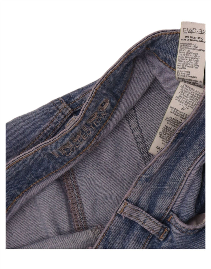 Marks & Spencer Womens Indigo Distressed Denim Skirt UK 12 Medium W32 Blue