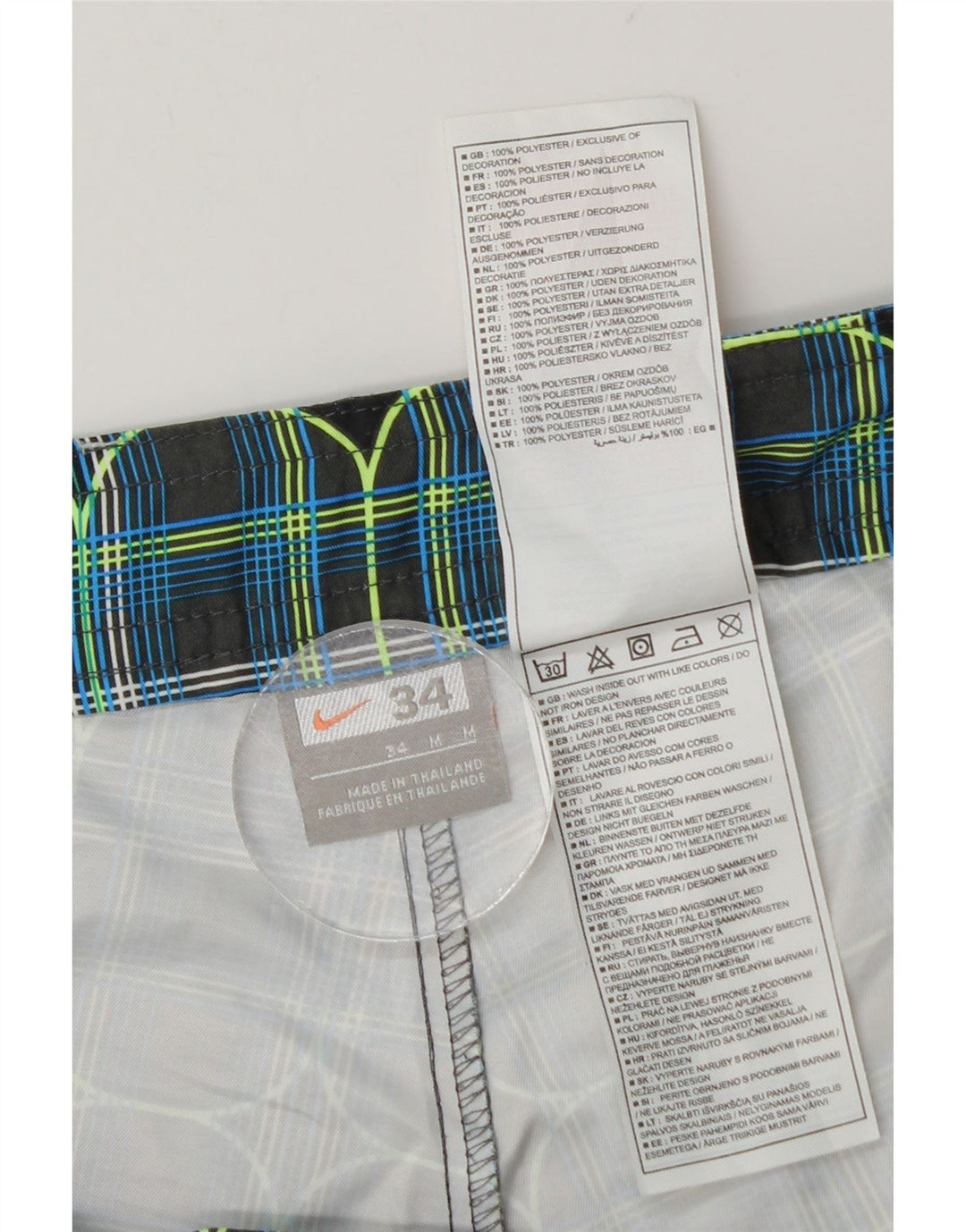 Nike Mens Swimming Shorts Medium Blue Check Polyester