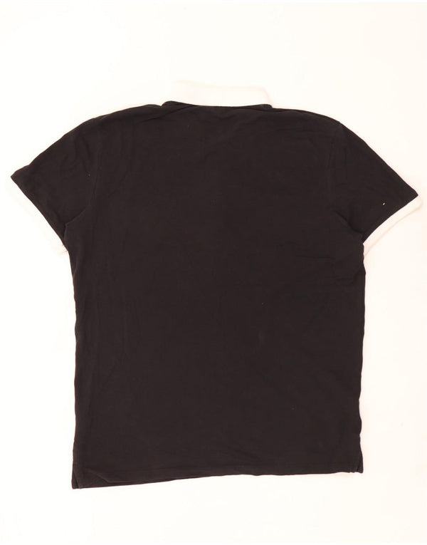 Jack & Jones Mens Graphic Rugby Polo Shirt XL Black Cotton