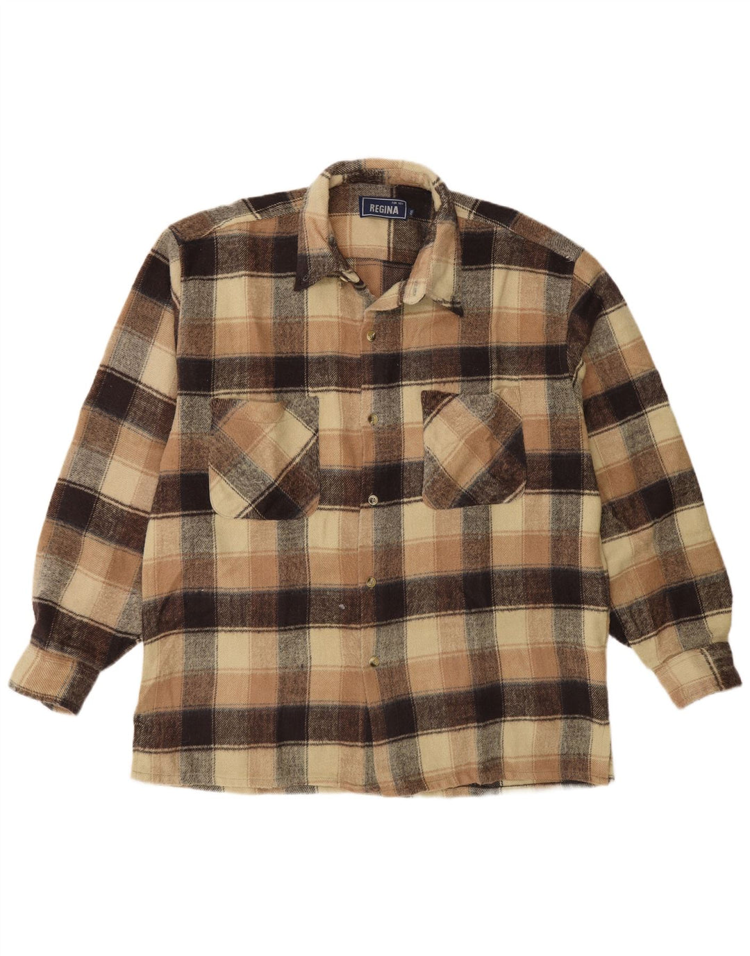 Regina Mens Flannel Shirt 2XL Beige Check Acrylic