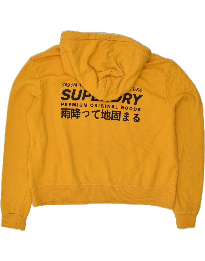 SUPERDRY Womens Oversized Graphic Hoodie Jumper UK 16 Large Yellow Cotton | Vintage Superdry | Thrift | Second-Hand Superdry | Used Clothing | Messina Hembry 