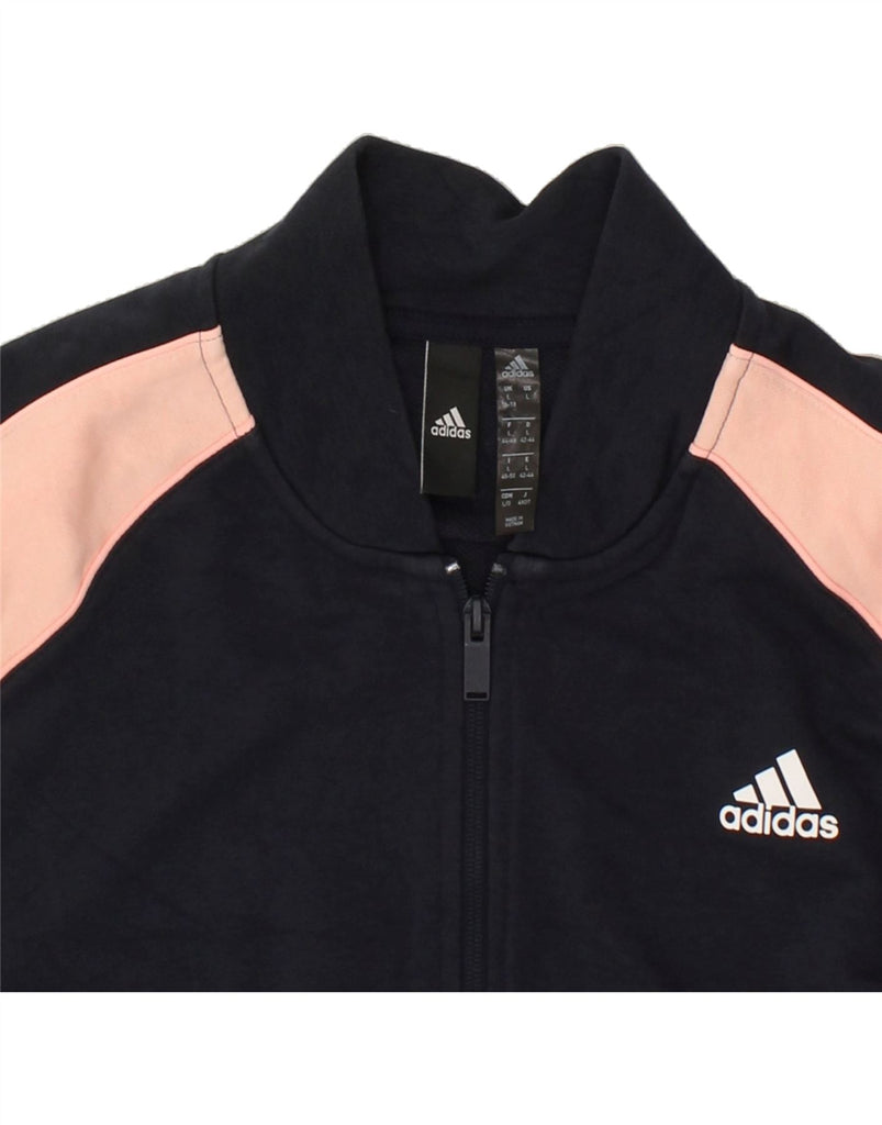 ADIDAS Womens Tracksuit Top Jacket UK 16/18 Large Navy Blue Colourblock | Vintage Adidas | Thrift | Second-Hand Adidas | Used Clothing | Messina Hembry 