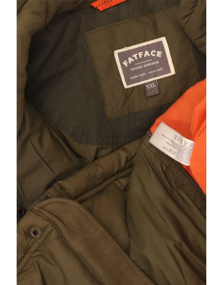 Fat Face Mens Quilted Jacket UK 44 2XL Khaki Nylon