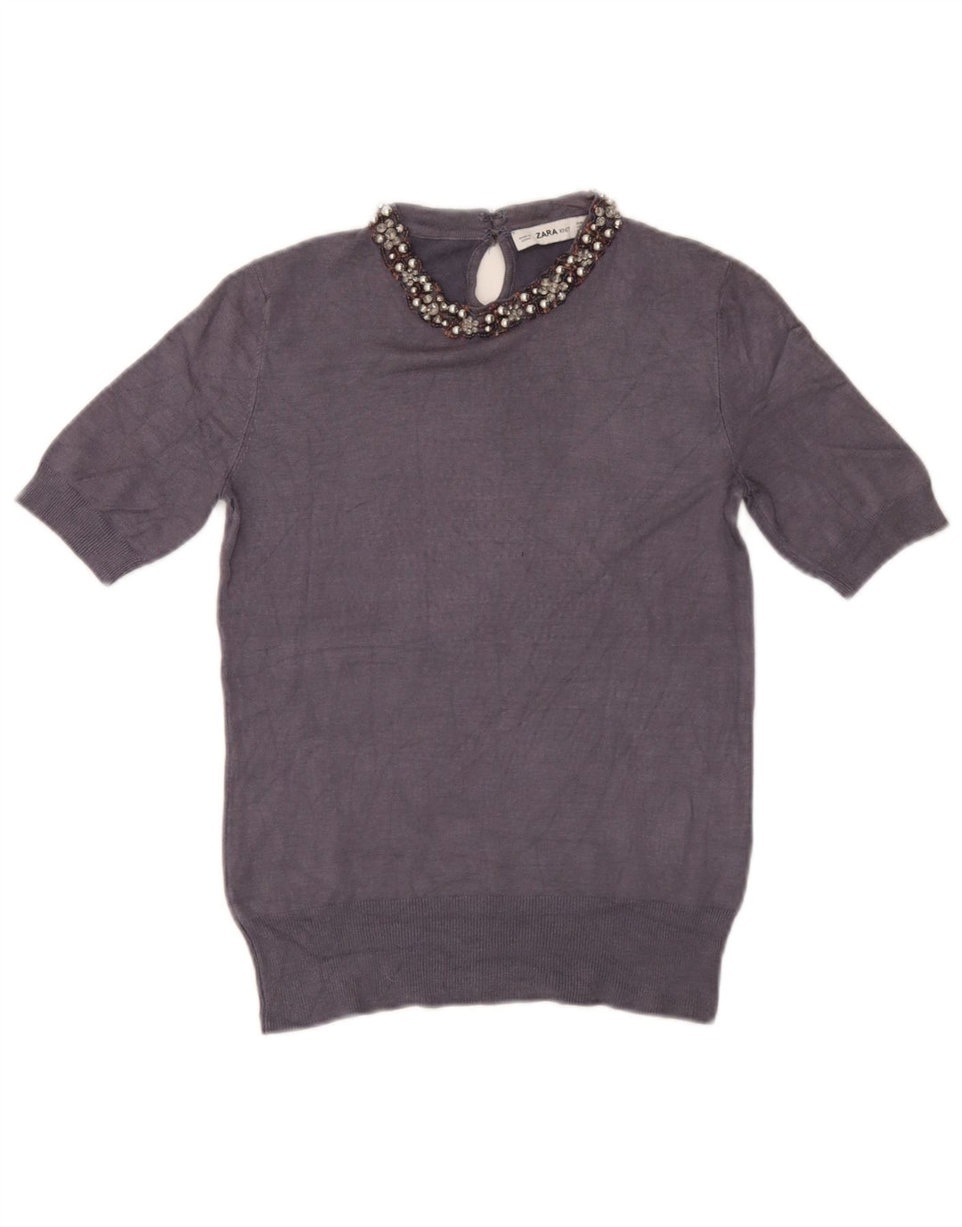 Zara Womens Blouse Top UK 12 Medium Navy Blue