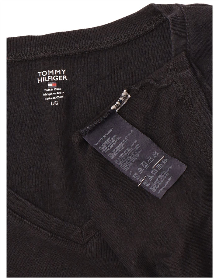 Tommy Hilfiger Womens Top Long Sleeve UK 14 Large Black Cotton