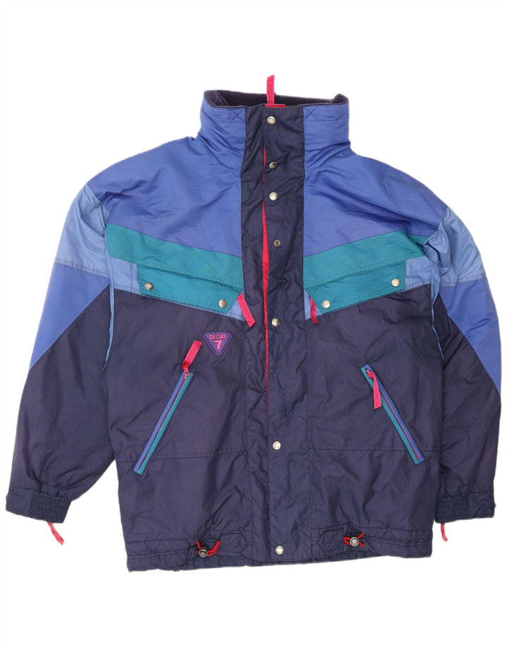 Degre 7 Mens Hooded Ski Jacket IT 52 XL Navy Blue Colourblock Polyester