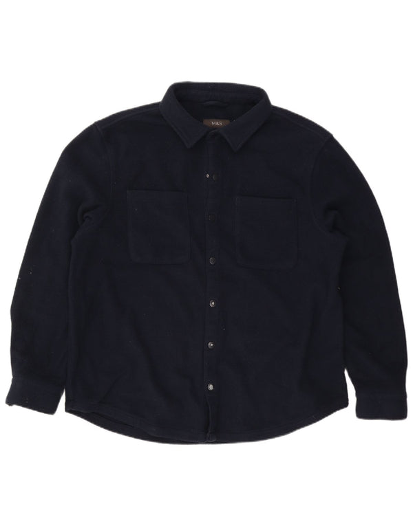 Marks & Spencer Mens Fleece Shirt XL Navy Blue Polyester