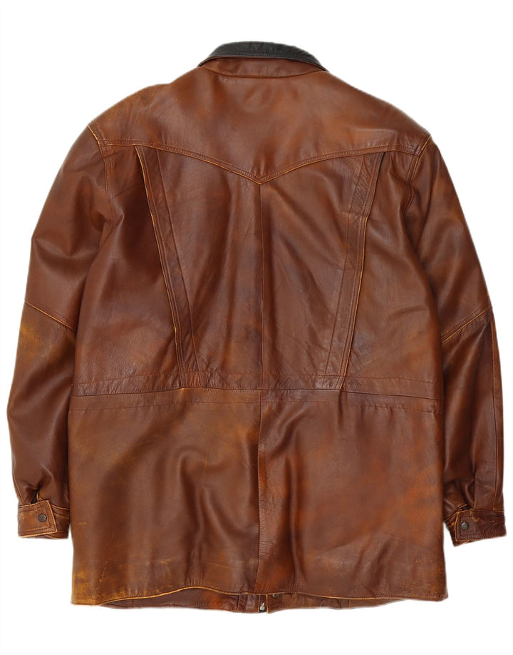Vintage Mens Leather Jacket UK 42 XL Brown