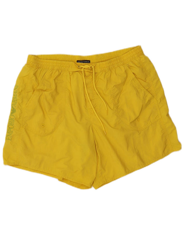 EMPORIO ARMANI Mens Graphic Swimming Shorts IT 56 XL Yellow Polyamide