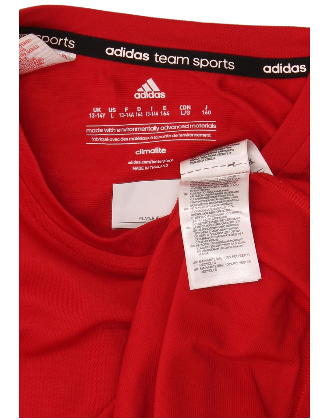 ADIDAS Boys Climalite T-Shirt Top 13-14 Years Red Polyester