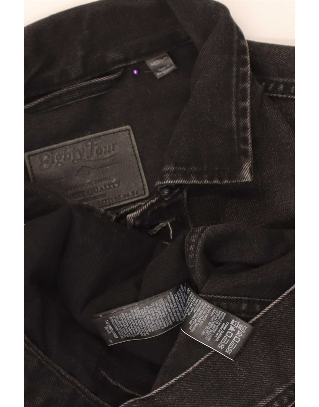 Marks & Spencer Mens Denim Jacket UK 38 Medium Black Cotton