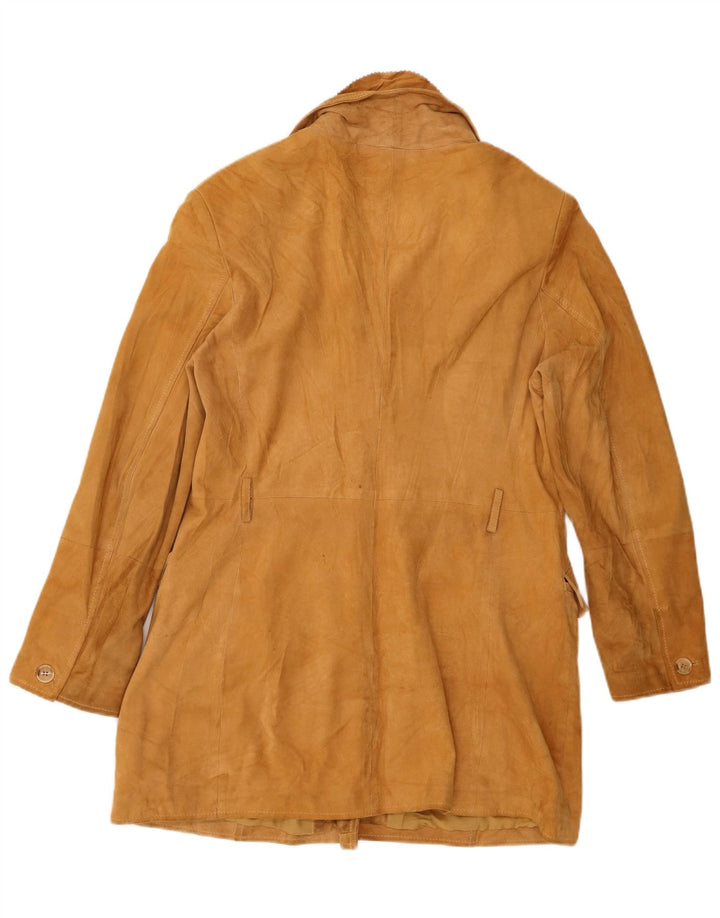 Conbipel Womens Double Breasted Suede Jacket IT 44 Medium Brown Leather