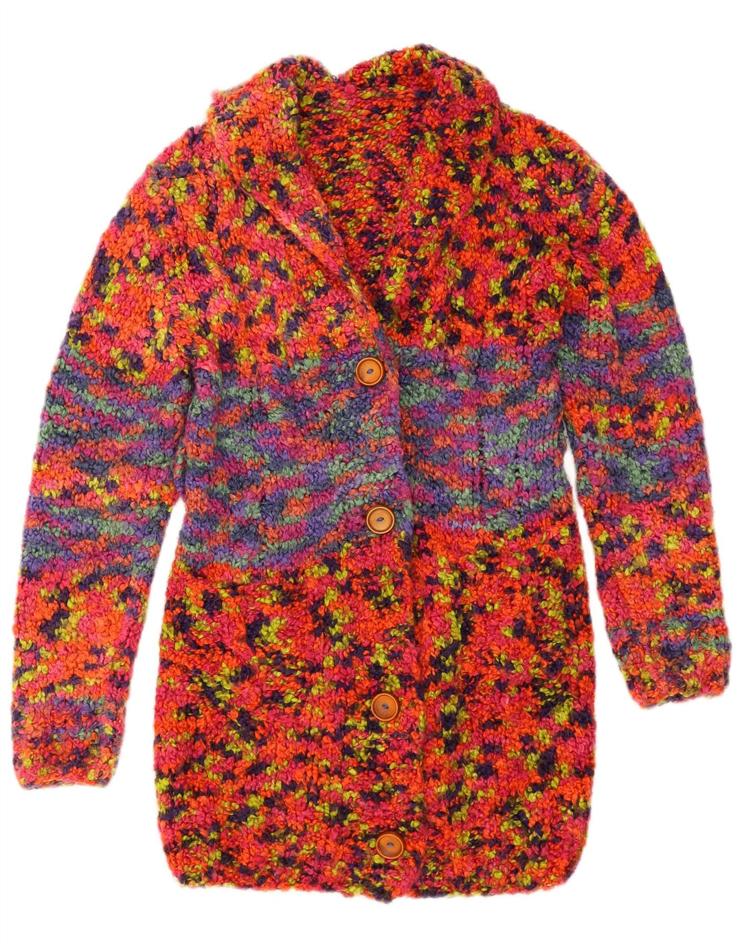 Vintage Womens Longline Cardigan Sweater UK 8 Small Multicoloured Flecked