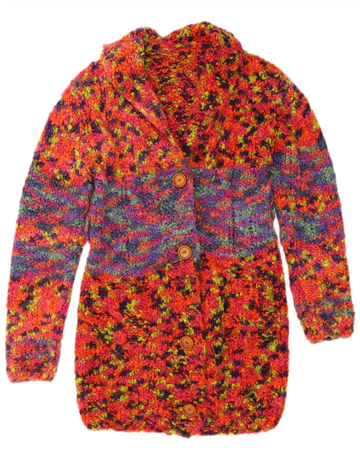 Vintage Womens Longline Cardigan Sweater UK 8 Small Multicoloured Flecked