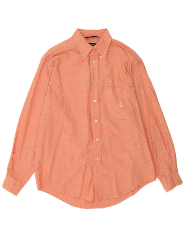 Nautica Mens Shirt Medium Orange Cotton