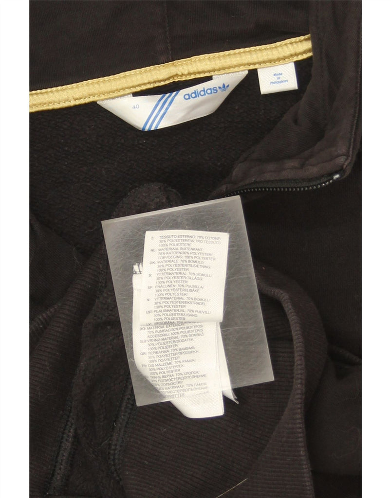 ADIDAS Womens Graphic Zip Hoodie Sweater EU 40 Medium Black Cotton Vintage Adidas and Second-Hand Adidas from Messina Hembry 
