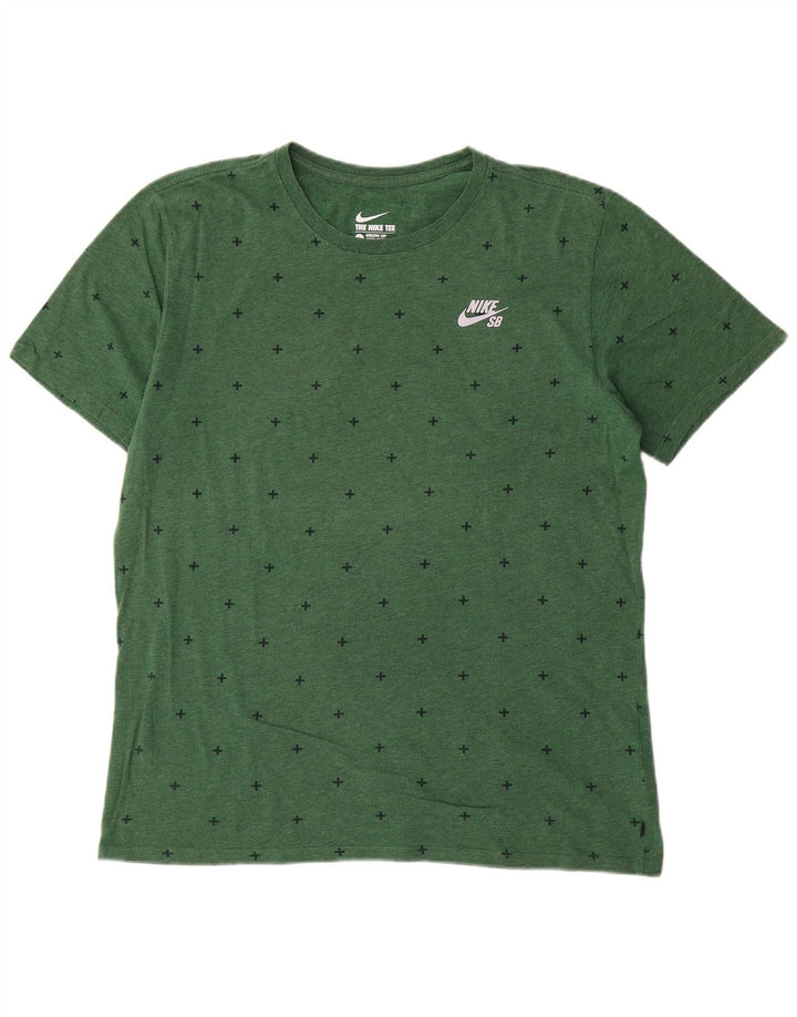 Nike Mens Athletic Cut Abstract Pattern T-Shirt Top Large Green Cotton