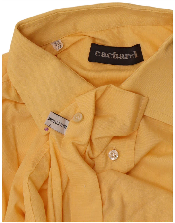 Cacharel Mens Shirt Size 42 16 1/2  Large Yellow Cotton