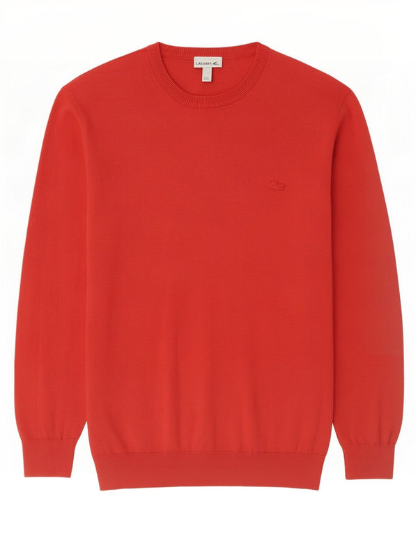 Lacoste Mens Crew Neck Jumper Sweater Size 7 2XL Red Cotton
