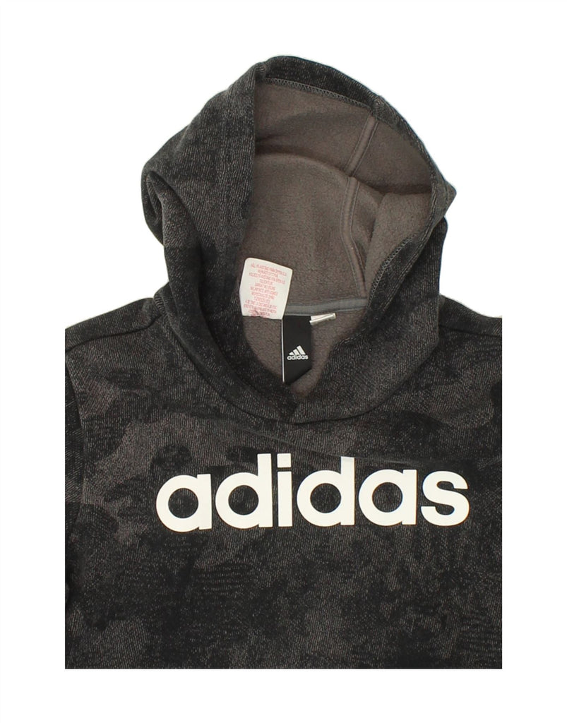 ADIDAS Boys Graphic Hoodie Jumper 12-13 Years Grey Camouflage Vintage Adidas and Second-Hand Adidas from Messina Hembry 