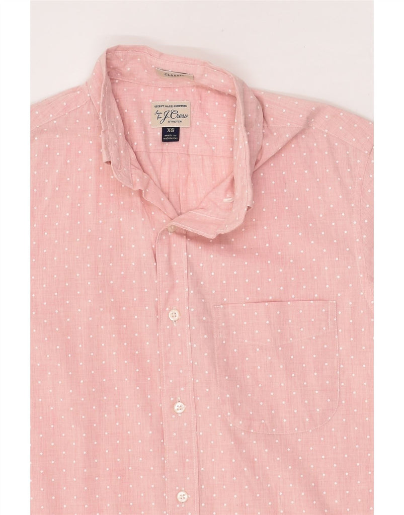 J. CREW Mens Classic Fit Short Sleeve Shirt XS Pink Polka Dot Cotton | Vintage J. Crew | Thrift | Second-Hand J. Crew | Used Clothing | Messina Hembry 